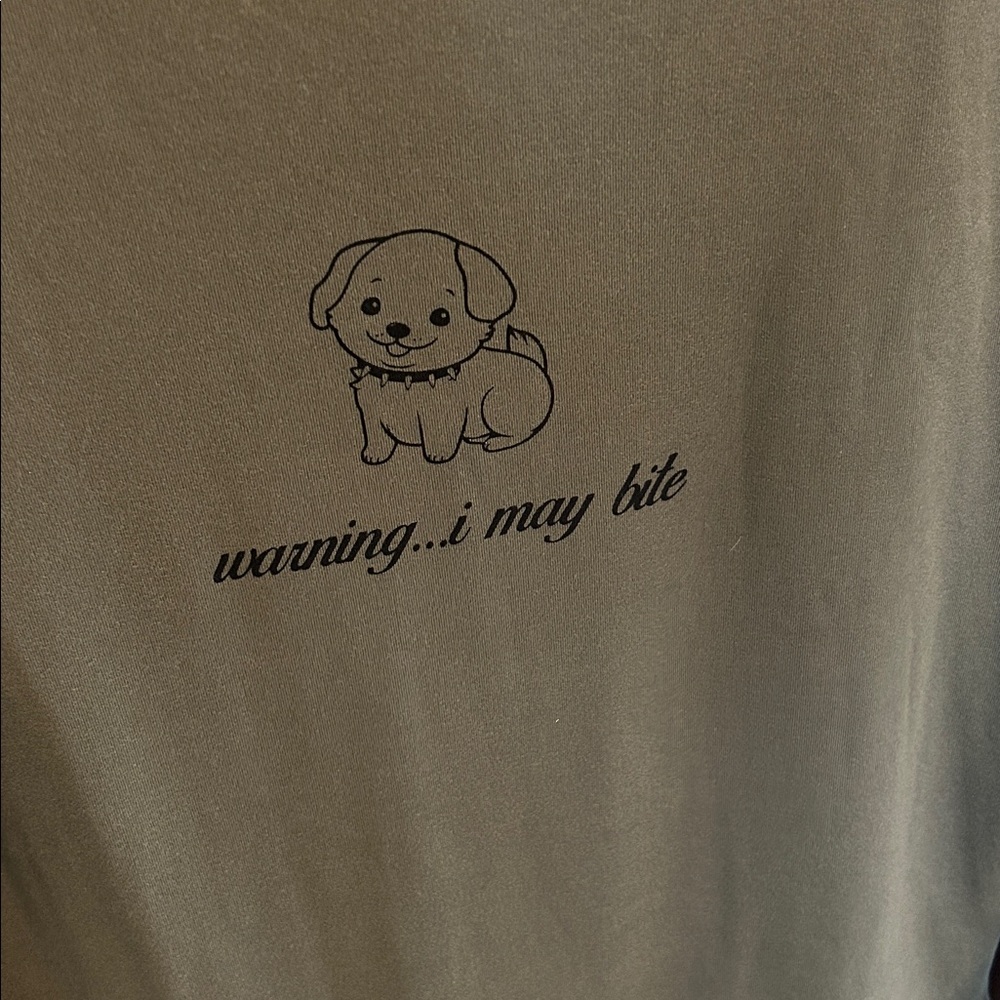 Harper & Ivy Olive Green Long Sleeve Tee with Dog Graphic